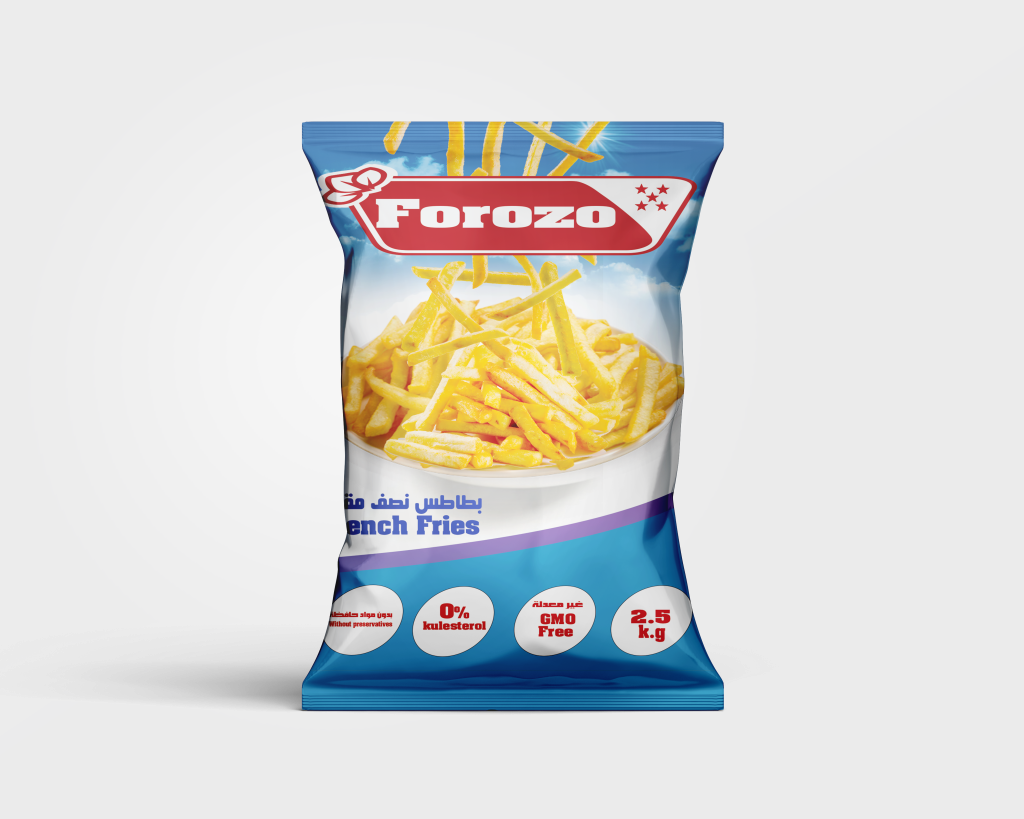 High quality frozen French fries which is rich of carbs